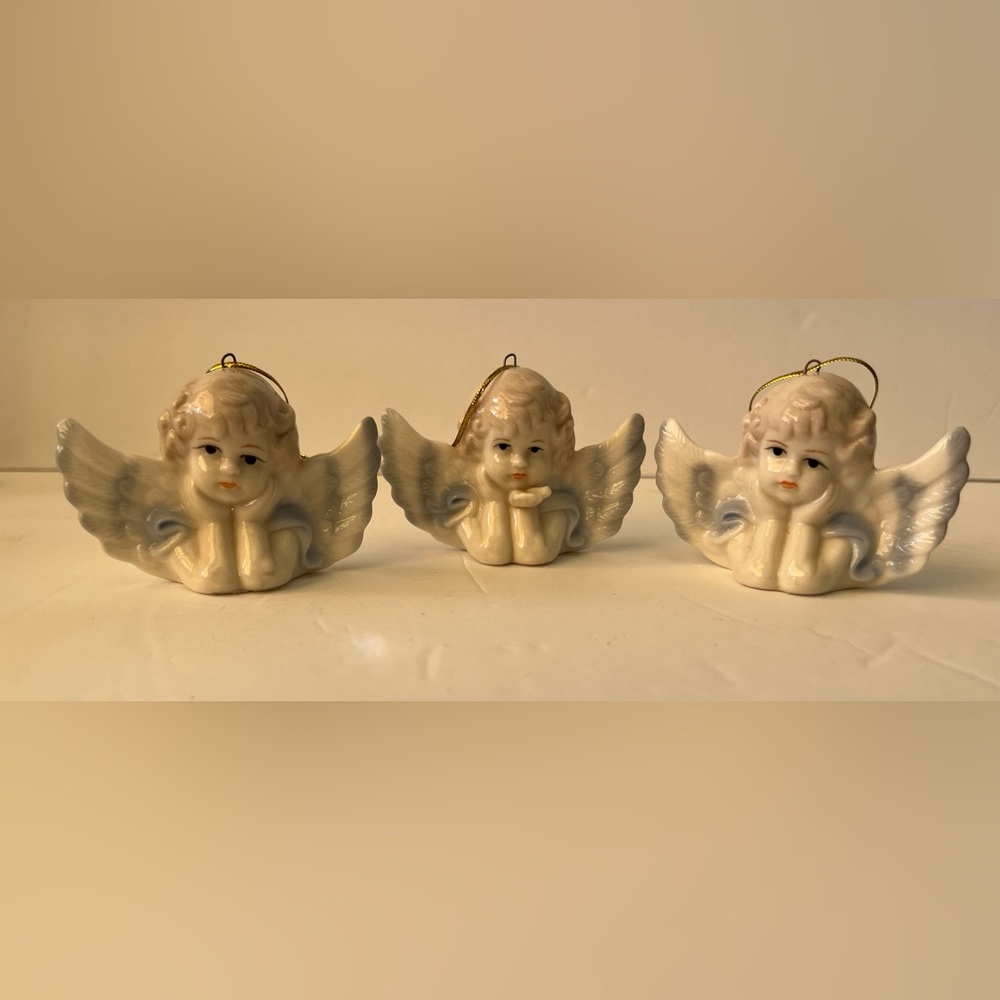 3 ~ Vintage Porcelain Angel Ornaments